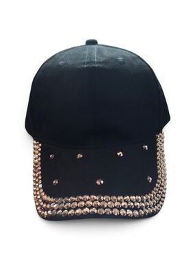 Black Rhinestone Baseball Cap - Women's Fashion Hat